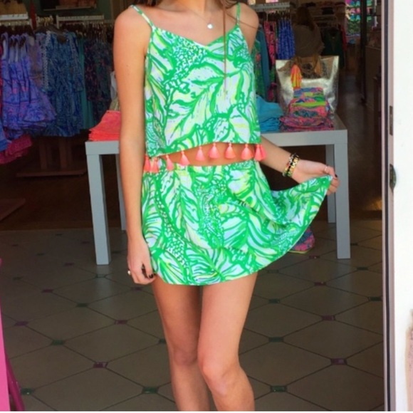 Lilly Pulitzer Ramona Vacation Summer Mini Skort in Toucan Green Coco Loca Sz 0 - Picture 1 of 8